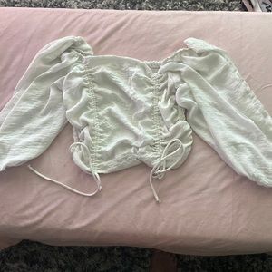 Cream puff sleeve crop top